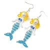 Copper Wire with Glass Beads Dangle Earrings EJEW-MZ00816-4