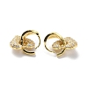 Clear Cubic Zirconia Heart Dangle Hoop Earrings EJEW-G333-01G-1-3