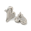 Heart Brass Pave Clear Cubic Zirconia Stud Earrings for Women EJEW-N054-42P-2