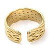 304 Stainless Steel Textured Open Cuff Ring for Women RJEW-I098-34G-3