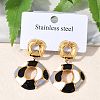 304 Stainless Steel Enamel Dangle Stud Earrings for Women EJEW-F353-01G-02-1