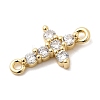 Brass Pave Clear Cubic Zirconia Connector Charms KK-H529-39B-G-2