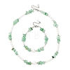 Natural Green Aventurine Chip Beads Bracelets & Necklaces Sets SJEW-JS01357-04-2
