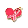 October Breast Cancer Pink Awareness Ribbon Brass Enamel Pendants KK-S517-04C-G-1