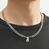 304 Stainless Steel Initial Pendant Cuban Link Chain Necklaces FS-WGB15F2-17-1