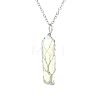 Opalite Double Terminal Pointed Faceted Bullet Copper Wire Wrapped Tree of Life Pendant Alloy Chain Necklaces FS-WG07FDC-09-1