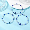 3Pcs Glass Seed Beads & Lampwork & Resin Beads Stretch Bracelets for Women BJEW-MZ00282-1