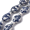 Handmade Blue and White Porcelain Beads Strands PORC-I027-13B-1
