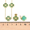 304 Stainless Steel with Resin Flower Link Chain Necklaces & Stud Earrings SJEW-Z005-02G-02-5