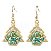 Christmas Tree Alloy & Glass Dangle Earring EJEW-TA00448-1