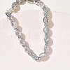 Horse Eye Brass Micro Pave Clear Cubic Zirconia Link Chain Bracelets for Women BJEW-C156-07B-P-3