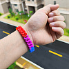 Rainbow Braided Silicone Stretch Bracelets for Men WG97979-01-4