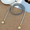 Imitation Leather Braided Belly Belt with Plastic Imitation Pearl Round Bead WG11EBA-07-1