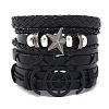 4Pcs 4 Styles Alloy Artificial Leather Cord Bracelet Sets for Men FS-WG9743B-02-1
