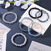 6Pcs 6 Styles 8mm Glass Round Beaded Stretch Bracelet Sets BJEW-TAC0024-5