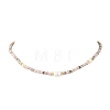 Natural Rhodonite Faceted Rondelle Beaded Necklaces with Natural Pearl Rice Beads NJEW-JN06529-2