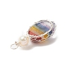 Chakra Natural Mixed Gemstone Copper Wire Wrapped Pendants PALLOY-JF02046-02-3