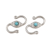 304 Stainless & Synthetic Turquoise S-Hook Clasps SA-CBA3073-02P-03-1