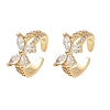 C-Shaped with Butterfly Brass Micro Pave Clear Cubic Zirconia Cuff Earrings EJEW-L316-01G-10-4