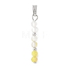 Faceted Round Natural Quartz Crystal & Gold Rutilated Quartz & Yellow Opal Beaded Pendants PALLOY-JF03529-04-1