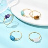 Natural Amethyst & Apatite & Tiger Eye & Amazonite & Rose Quartz Beads Finger Rings RJEW-JR01043-1