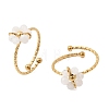 Adjustable 304 Stainless Steel Natural White Jade Cuff Open Rings RJEW-P187-01G-04-4