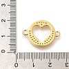 Rack Plating Brass Clear Cubic Zirconia Flat Round with Hollow Heart Connector Charms KK-L225-036G-3