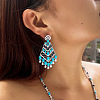 Bohemian Brass Cubic Zirconia Arrow Dangle Stud Earrings FS-WGCE238-01-2