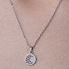 201 Stainless Steel Hollow Leaf Pendant Necklace NJEW-OY001-22-1