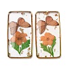 Brass & Transparent Epoxy Resin & Dried Flower Pendants RESI-G133-01G-01-1