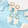 Natural Sea Shell Dangle Hoop Earrings EJEW-JE07355-1