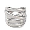 Rack Plating Brass Criss Cross Open Cuff Rings RJEW-K249-07P-2