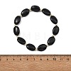 Natural Black Tourmaline & Non-magnetic Synthetic Hematite Oval Beaded Stretch Bracelets for Women Men BJEW-JB13934-01-3