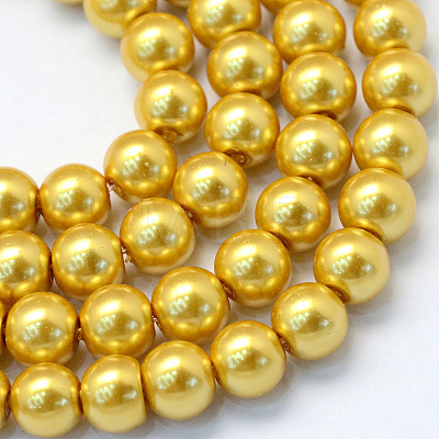 Baking Painted Pearlized Glass Pearl Round Bead Strands HY-Q330-8mm-31-1
