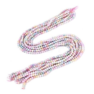 Anti-Tarnish Electroplate Glass Beads Strands LS-EGLA-ZX010-4mm-14-1