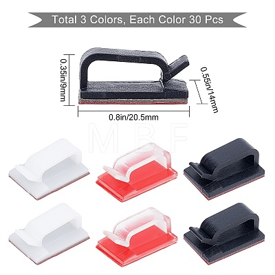 Gorgecraft 90Pcs 3 Color Plastic Upgraded Cable Clips AJEW-GF0003-74-1