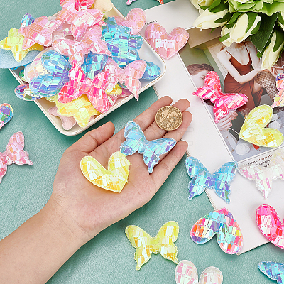 72Pcs 18 Style Fabric & Sequin Ornament  Accessories DIY-AR0002-23-1