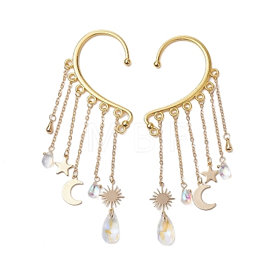 Teardrop Glass Beaded Dangle Earrings EJEW-TA00524-1