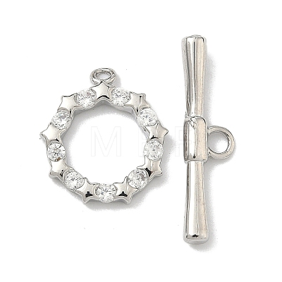 Star Brass Micro Pave Clear Cubic Zirconia Toggle Clasps KK-G548-27P-1