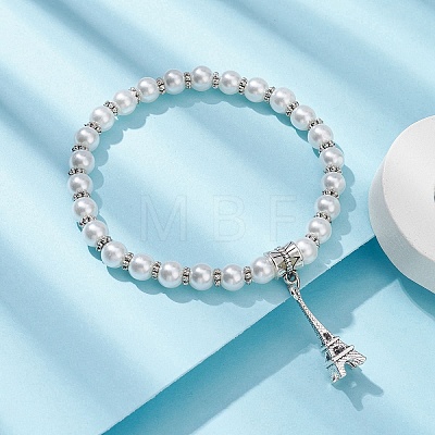 Glass Pearl Beaded Stretch Bracelets BJEW-JB09696-04-1