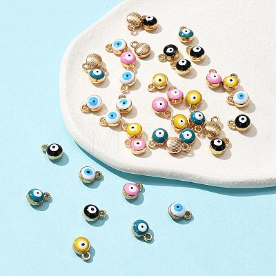 40Pcs 5 Colors Light Gold Plated Alloy Charms ENAM-FS0001-32-1