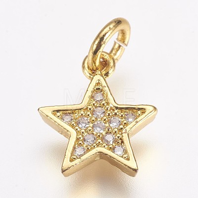 Brass Micro Pave Cubic Zirconia Charms X-ZIRC-G087-35G-1