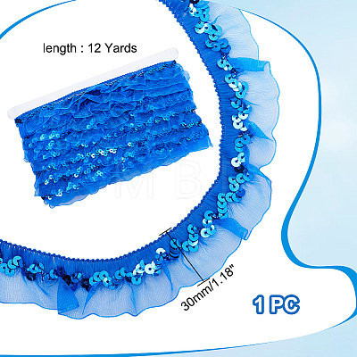 Polyester Ruffled Elastic Lace Trim OCOR-WH0070-314-1