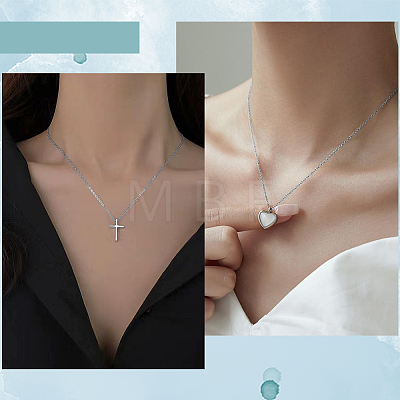 10Pcs 1.4MM Brass Cross/Rolo Chain Necklaces MAK-BBC0001-31P-1