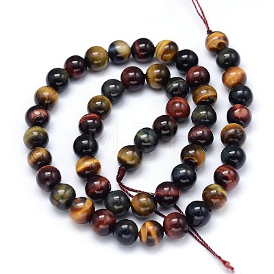 Round Natural Tiger Eye Beads Strands G-F222-17-8mm-1