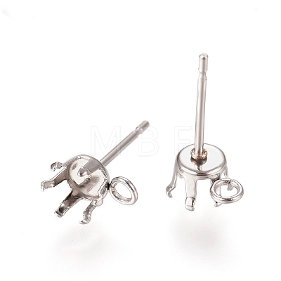 Non-Tarnish 304 Stainless Steel Post Stud Earring Settings STAS-L238-026D-P-1