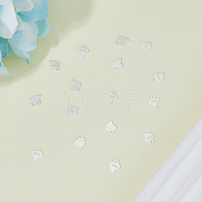 16Pcs 925 Sterling Silver Heart Chain Extender Drop STER-FI0001-04-1