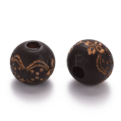 Painted Natural Wood Beads WOOD-N006-03A-05-1
