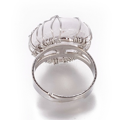 Adjustable Natural Quartz Crystal Finger Rings RJEW-L090-B04-1