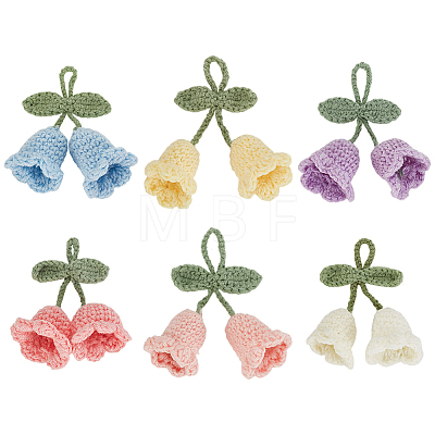 6Pcs 6 Colors Handmade Cotton Yarn Crochet Lily of the Valley Pendant Decorations DIY-FG0006-90-1